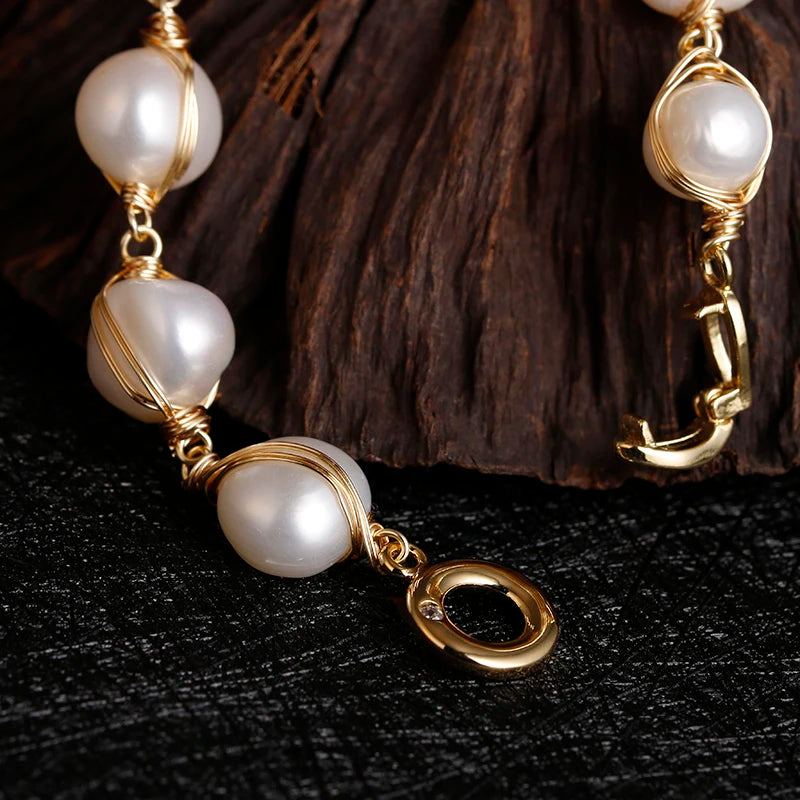Ophelia Charm - 14K Gold Filled Baroque Freshwater Pearl Bracelet – 8–9mm, 19cm