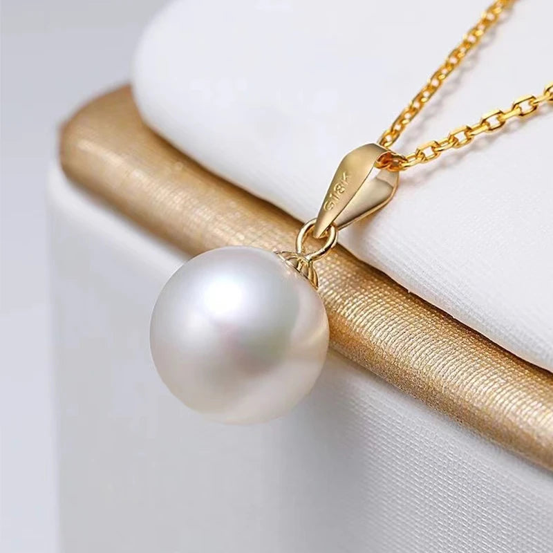 Aurelia Pearl Pendant Necklace – 18K Gold & Sterling Silver with Natural Freshwater Pearl