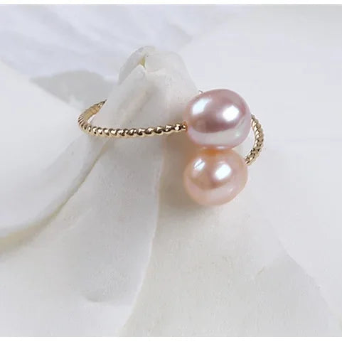 Aureline Gold-Plated Freshwater Pearl Ring – 18K Copper Band with 6–7mm Pearl