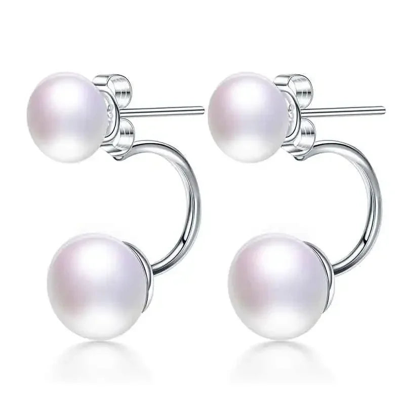 Serene Cross - Tibetan Silver Freshwater Pearl Stud Earrings – AAAA Semi-Round