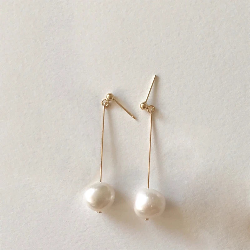 Lyra Irregular - Copper Freshwater Pearl Stud Earrings – Baroque Design