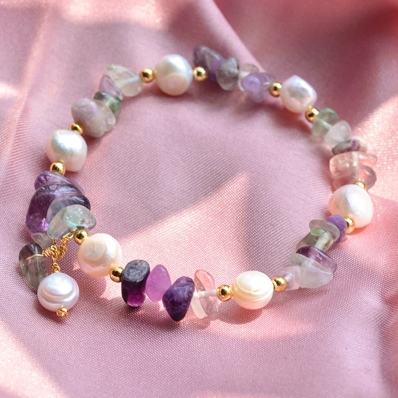 Stella Charm - 14K Gold Filled Freshwater Pearl & Crystal Bracelet – Baroque Design