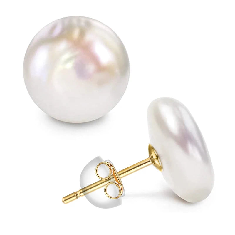 Aurora Coin - Sterling Silver Baroque Freshwater Pearl Stud Earrings – 10–17mm
