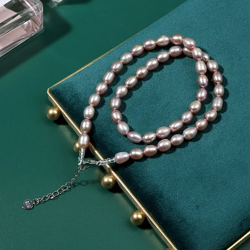 Seraphine Rice Freshwater Pearl Choker – Vintage Water Drop Necklace (6–7mm)