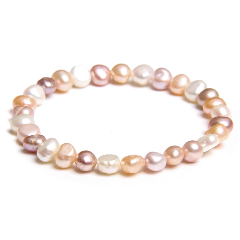 Althea - Trendy Oval Freshwater Pearl Beaded Bracelet – Adjustable Fit