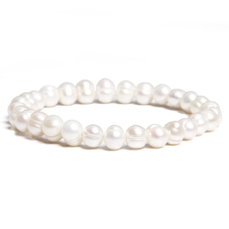 Althea - Trendy Oval Freshwater Pearl Beaded Bracelet – Adjustable Fit