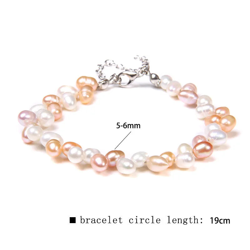Althea - Trendy Oval Freshwater Pearl Beaded Bracelet – Adjustable Fit