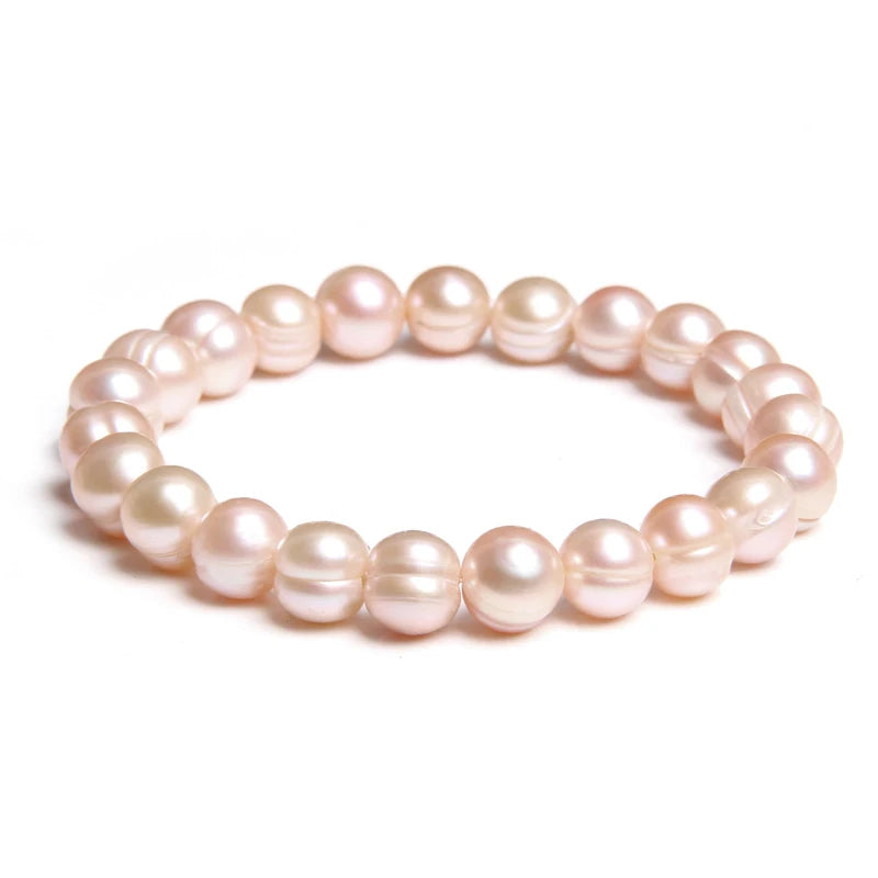 Althea - Trendy Oval Freshwater Pearl Beaded Bracelet – Adjustable Fit