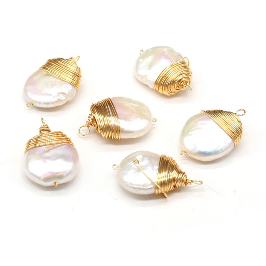 Serutle Irregular Freshwater Pearl Pendant – Trendy Slide Charm for DIY Jewellery