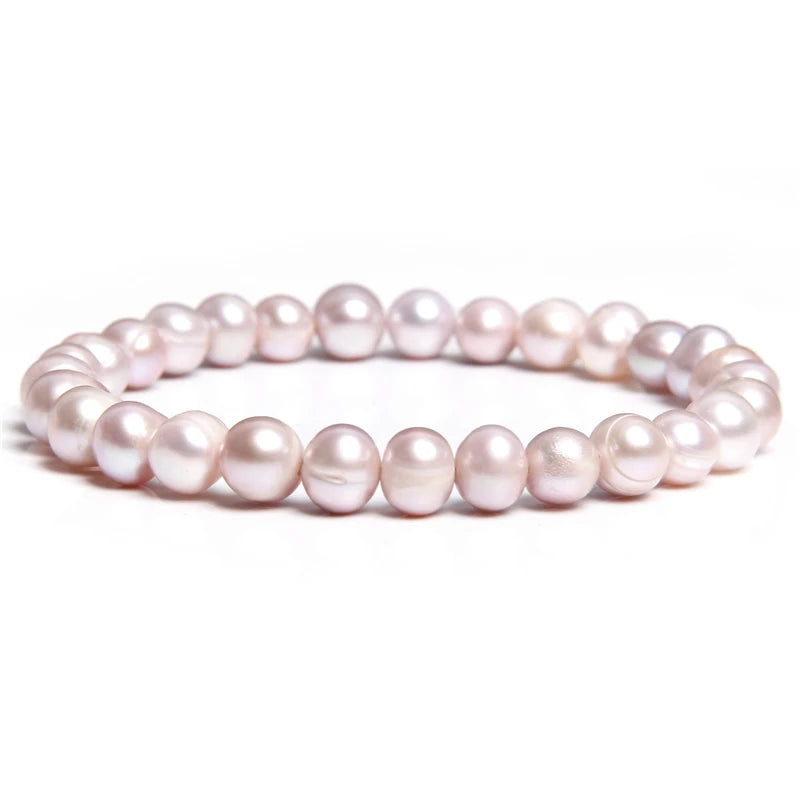 Althea - Trendy Oval Freshwater Pearl Beaded Bracelet – Adjustable Fit