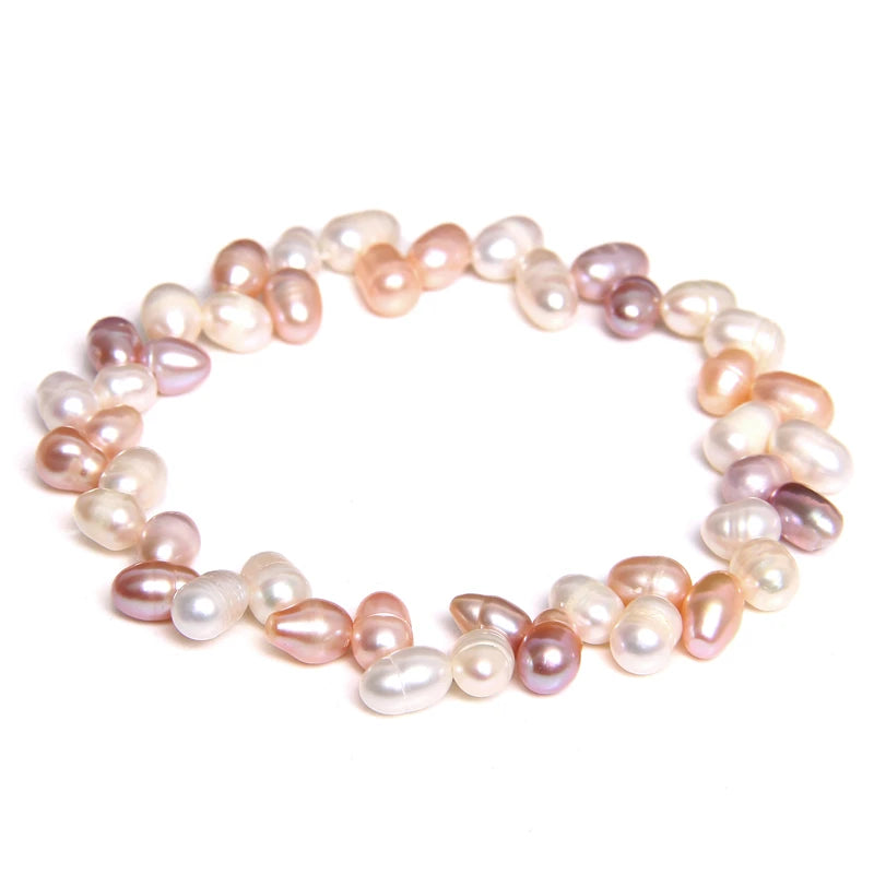 Althea - Trendy Oval Freshwater Pearl Beaded Bracelet – Adjustable Fit