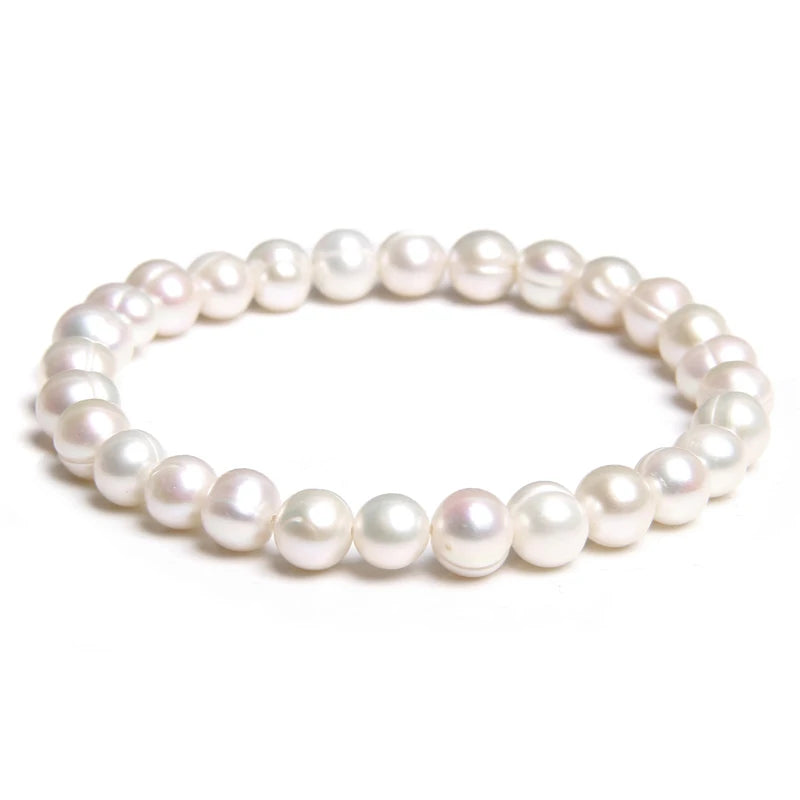 Althea - Trendy Oval Freshwater Pearl Beaded Bracelet – Adjustable Fit