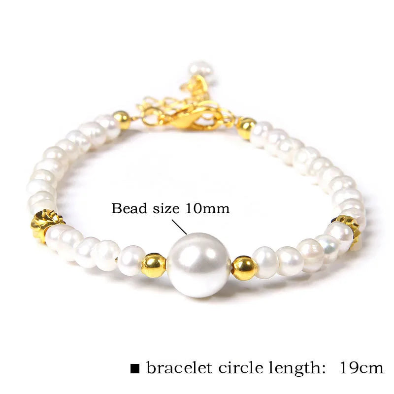 Althea - Trendy Oval Freshwater Pearl Beaded Bracelet – Adjustable Fit