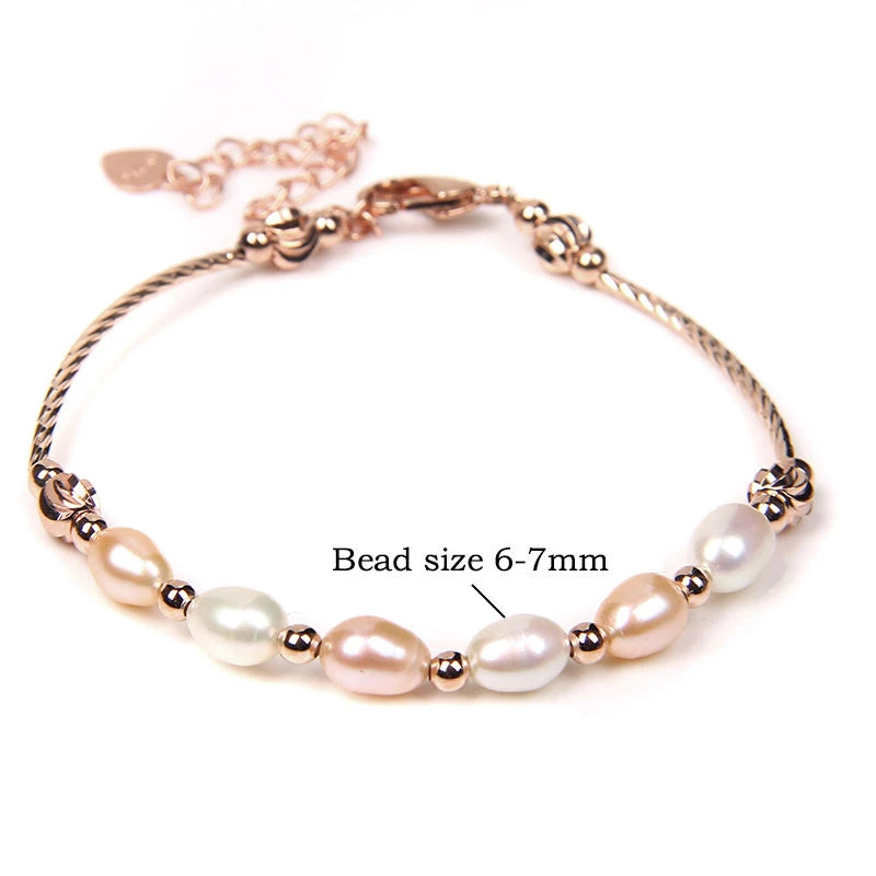 Althea - Trendy Oval Freshwater Pearl Beaded Bracelet – Adjustable Fit