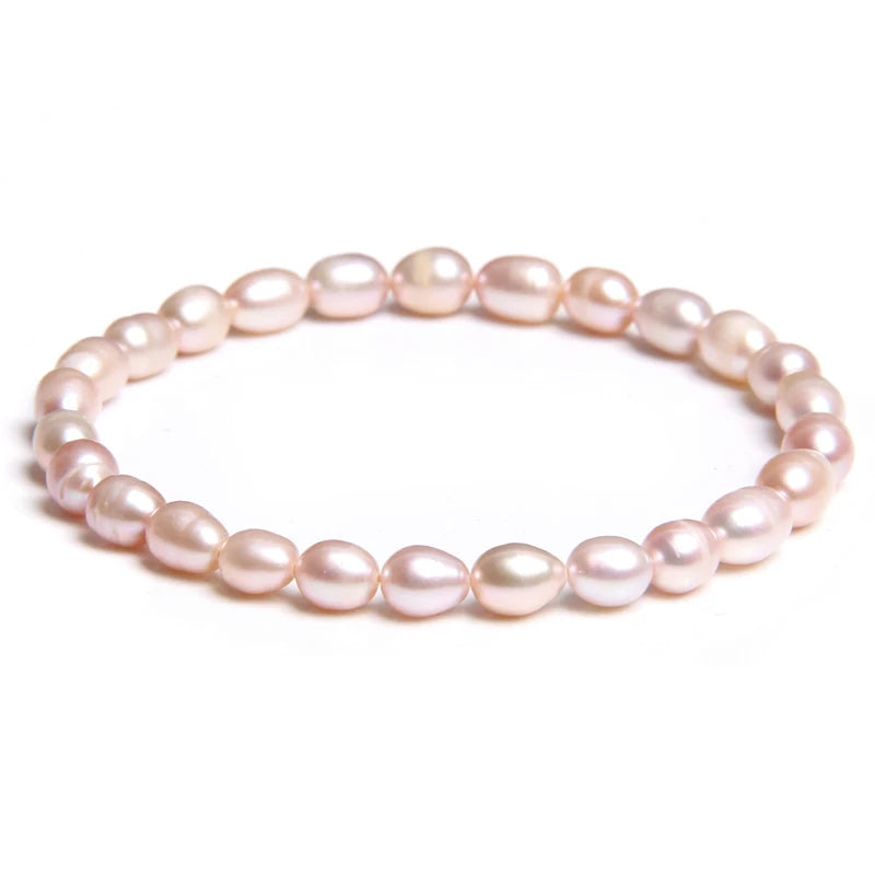 Althea - Trendy Oval Freshwater Pearl Beaded Bracelet – Adjustable Fit