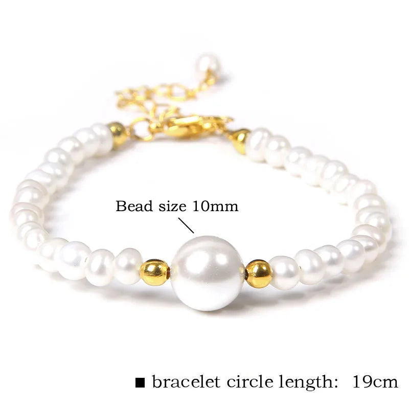Althea - Trendy Oval Freshwater Pearl Beaded Bracelet – Adjustable Fit