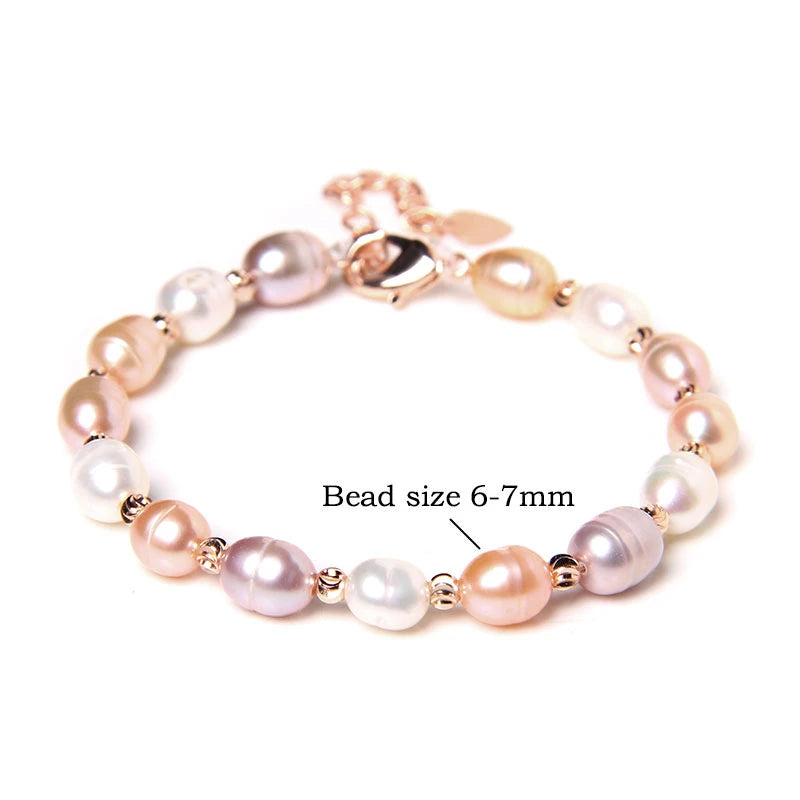 Althea - Trendy Oval Freshwater Pearl Beaded Bracelet – Adjustable Fit