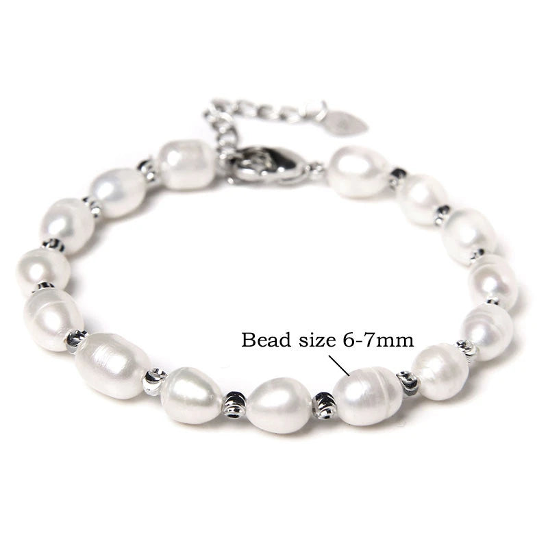 Althea - Trendy Oval Freshwater Pearl Beaded Bracelet – Adjustable Fit