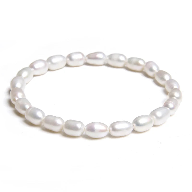 Althea - Trendy Oval Freshwater Pearl Beaded Bracelet – Adjustable Fit