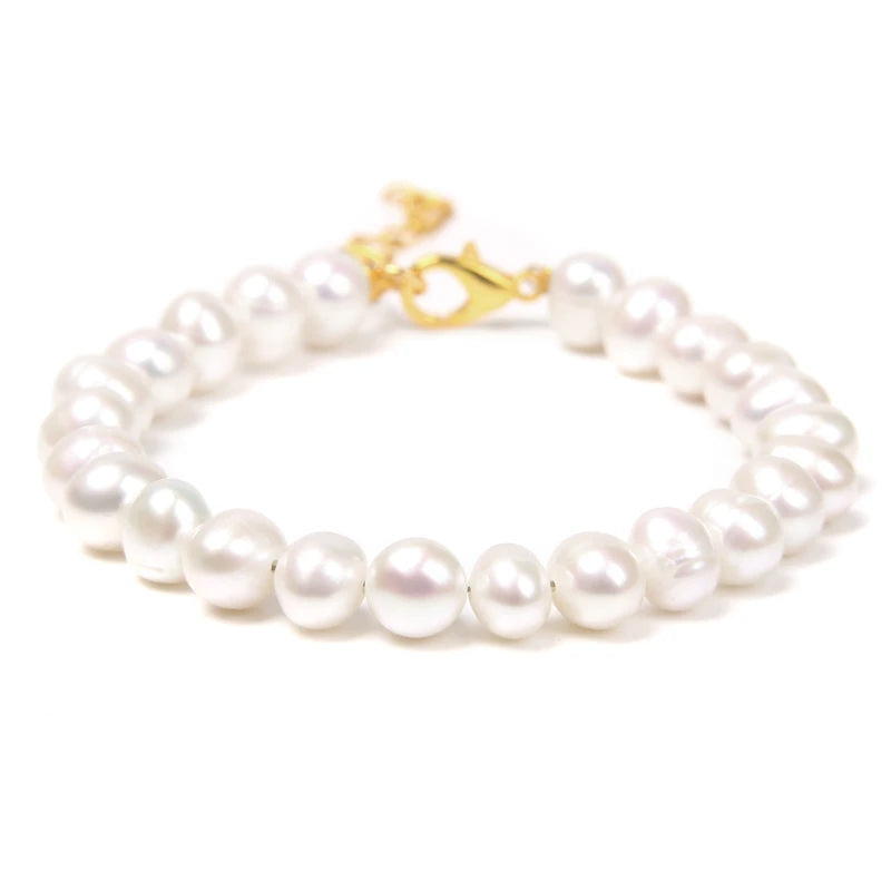 Althea - Trendy Oval Freshwater Pearl Beaded Bracelet – Adjustable Fit