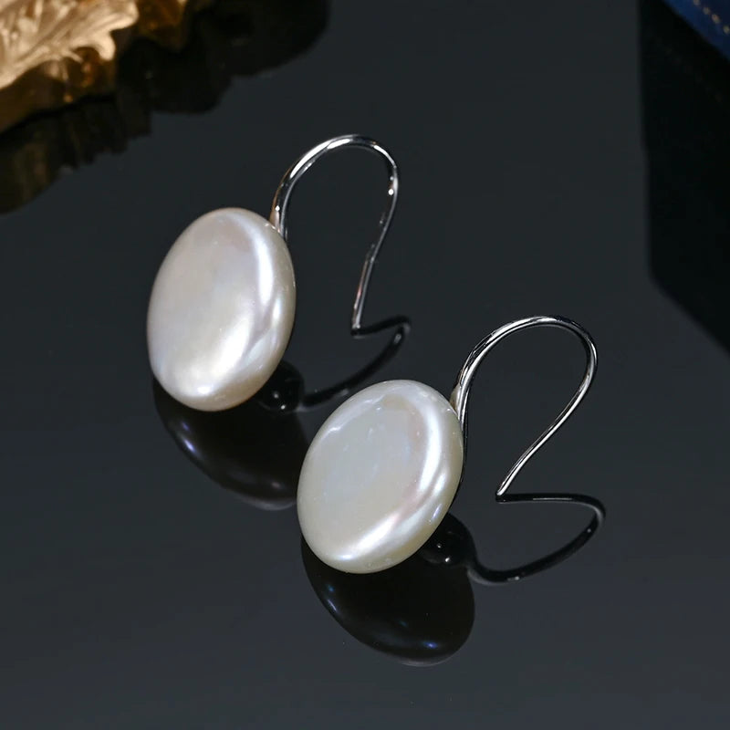 Aria Button - Sterling Silver Baroque Freshwater Pearl Stud Earrings – 11–13mm