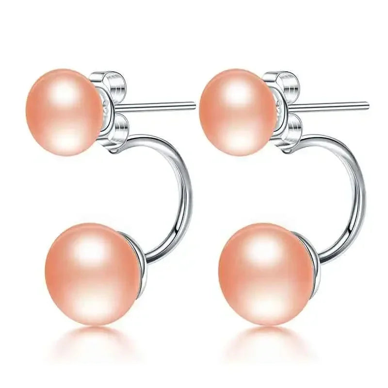 Serene Cross - Tibetan Silver Freshwater Pearl Stud Earrings – AAAA Semi-Round
