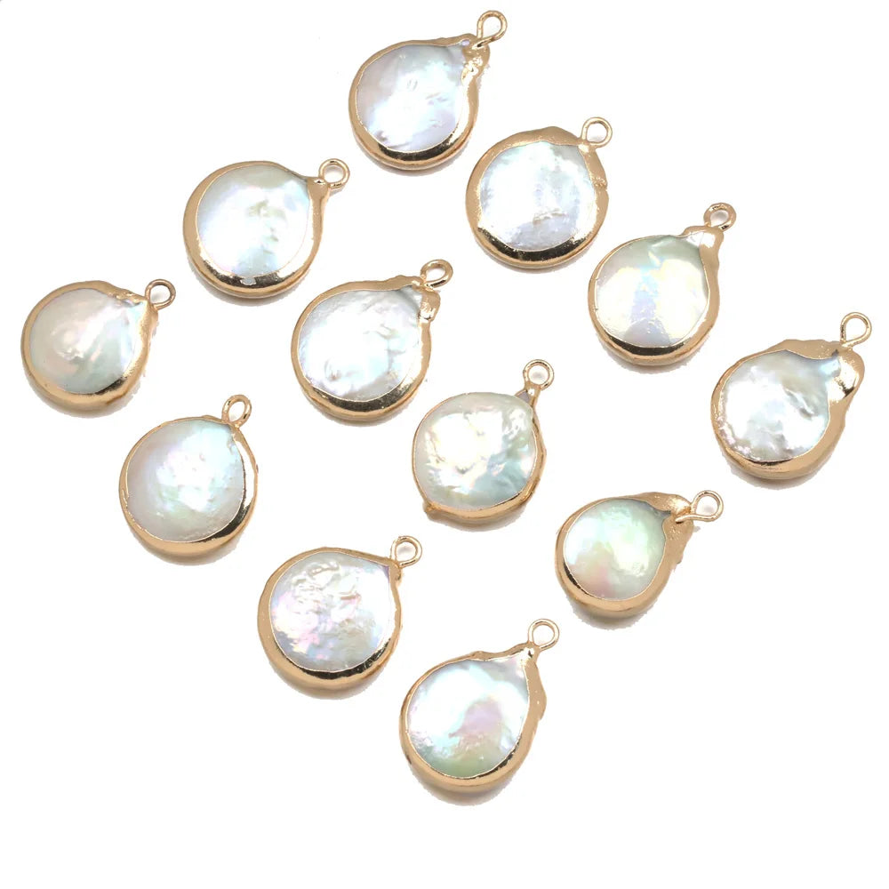 Round Freshwater Pearl Connector Pendant – 13x18mm DIY Jewellery Charm