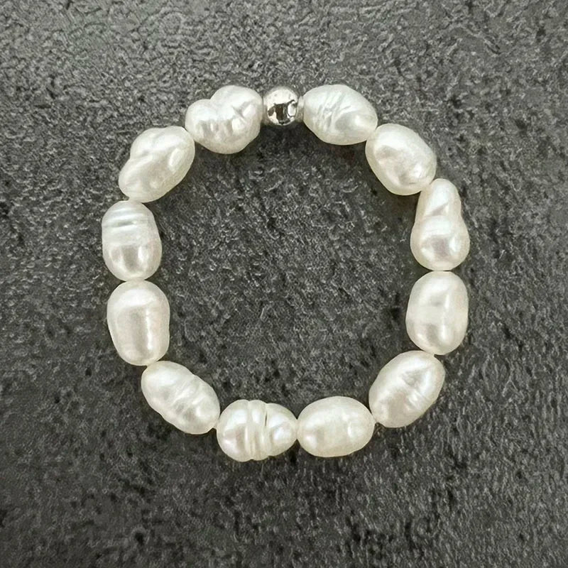 Serenya Freshwater Pearl Bridal Ring Set – Trendy Zinc Alloy Design for Women