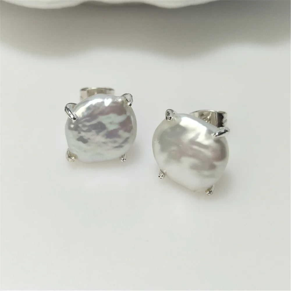 Arwen Classic - Copper Freshwater Pearl Stud Earrings – Irregular Design