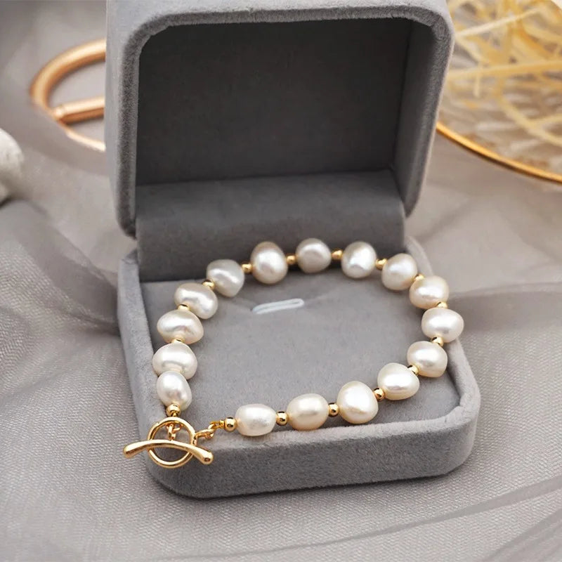 Thalassa Charm - 14K Gold Filled Baroque Freshwater Pearl Bracelet – 7–8mm Water Drop