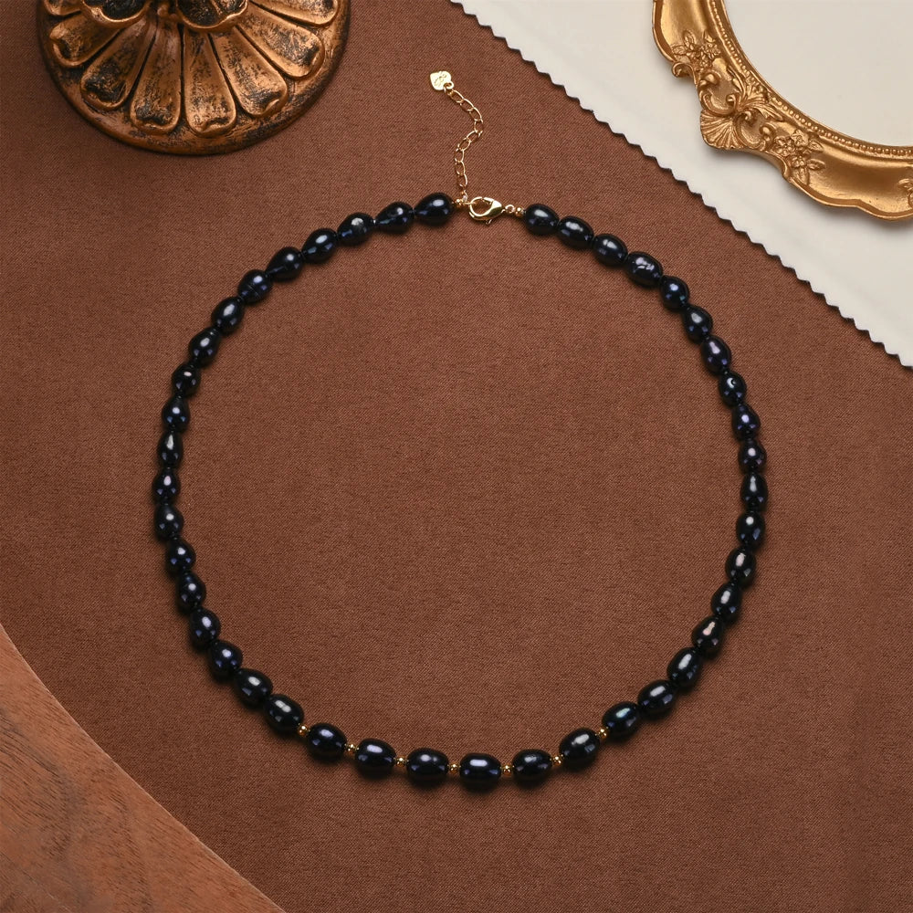 Althea Rice Freshwater Pearl Choker – 925 Sterling Silver Necklace (6–7mm, White/Pink/Purple)