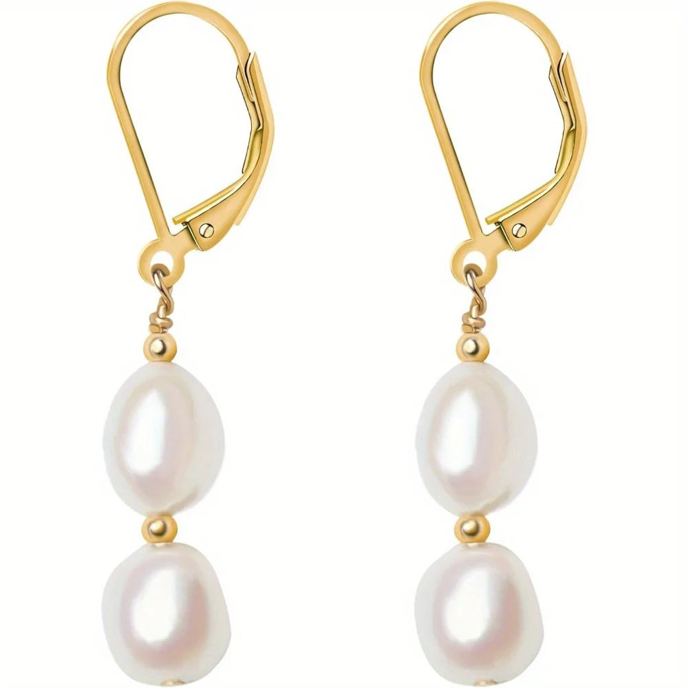 Evelina Vintage - Copper Freshwater Pearl Drop Earrings – Round Design