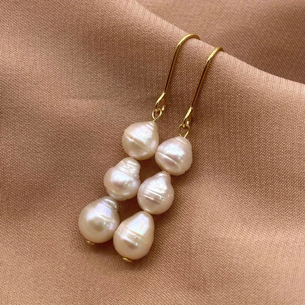 Evelina Vintage - Copper Freshwater Pearl Drop Earrings – Round Design