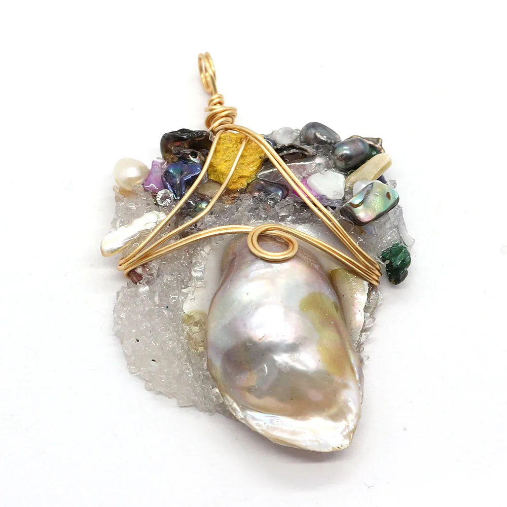 Thabana Irregular Baroque Freshwater Pearl Pendant – 35–50mm DIY Charm