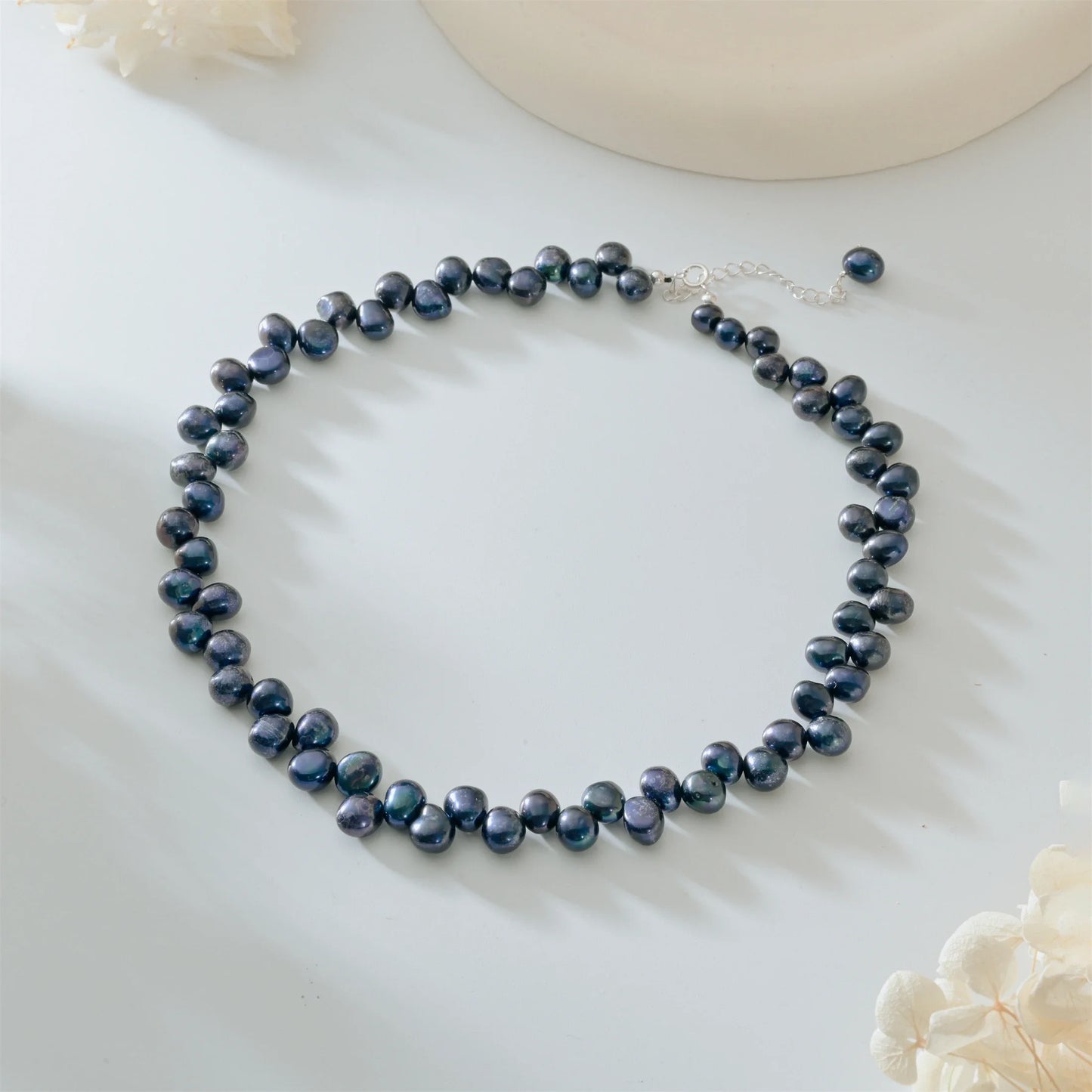 Arwen Baroque Freshwater Pearl Choker – Adjustable White Necklace (5–9mm)