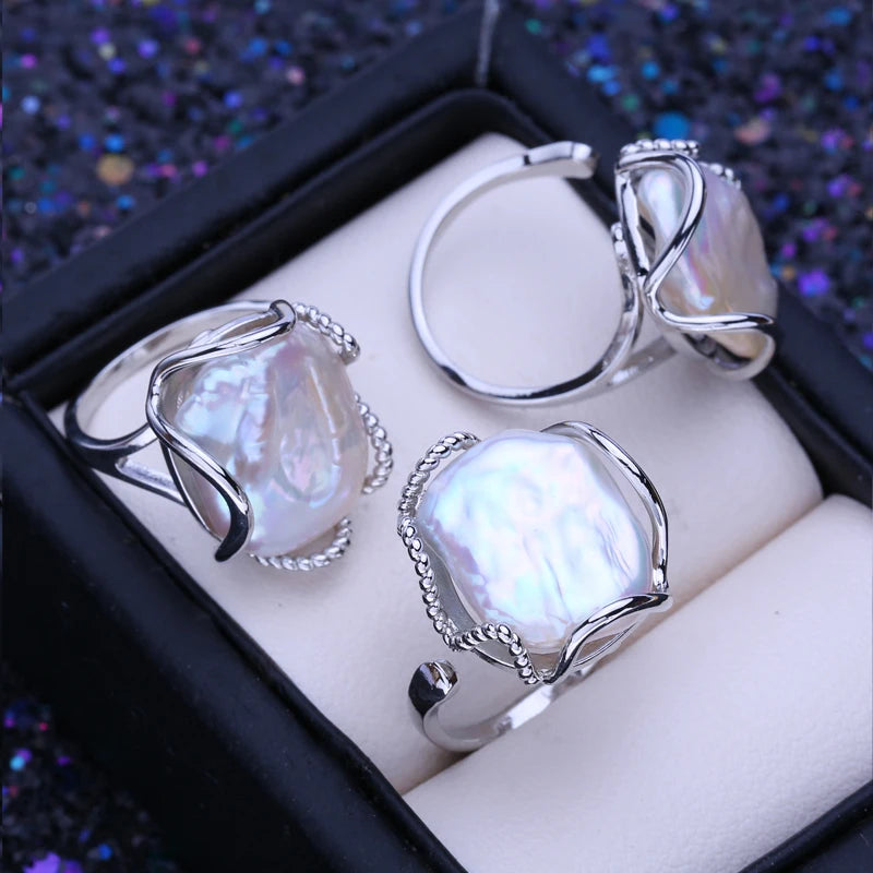 Isolde Baroque Pearl Ring – 12–16mm Natural Freshwater Pearl in 925 Sterling Silver