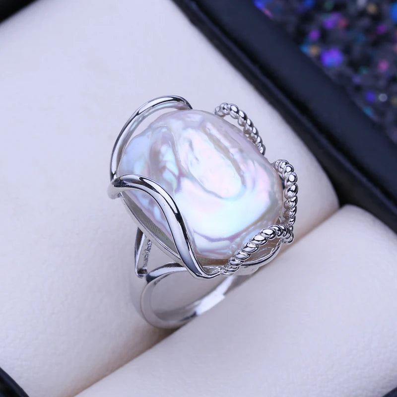 Isolde Baroque Pearl Ring – 12–16mm Natural Freshwater Pearl in 925 Sterling Silver