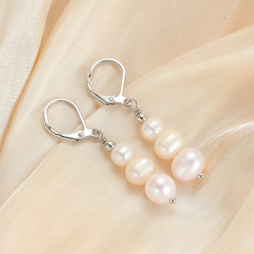 Evelina Vintage - Copper Freshwater Pearl Drop Earrings – Round Design