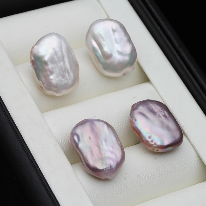 Celeste Baroque - Sterling Silver Freshwater Pearl Stud Earrings – White & Purple