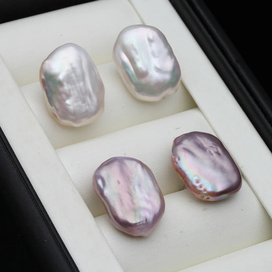 Celeste Baroque - Sterling Silver Freshwater Pearl Stud Earrings – White & Purple