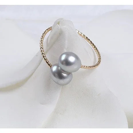 Aureline Gold-Plated Freshwater Pearl Ring – 18K Copper Band with 6–7mm Pearl