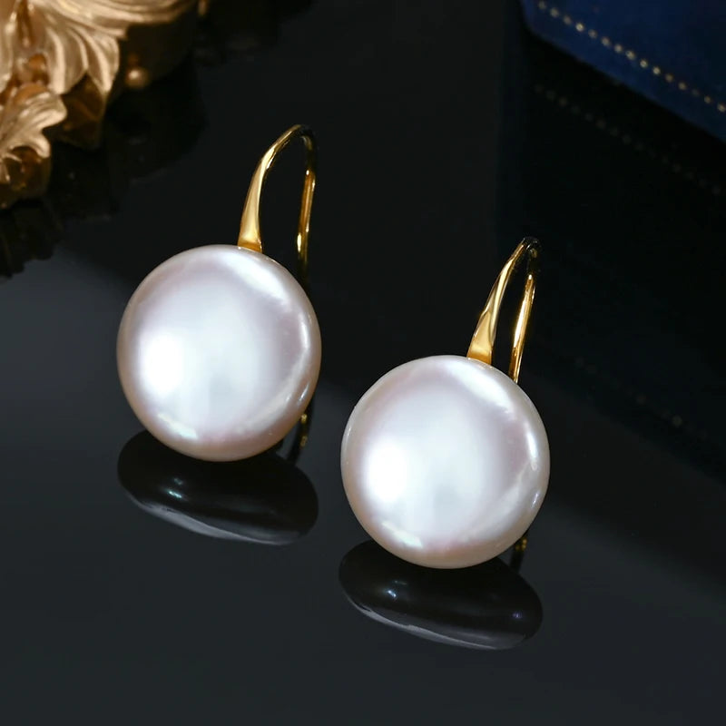 Aria Button - Sterling Silver Baroque Freshwater Pearl Stud Earrings – 11–13mm