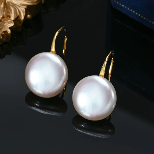 Aria Button - Sterling Silver Baroque Freshwater Pearl Stud Earrings – 11–13mm