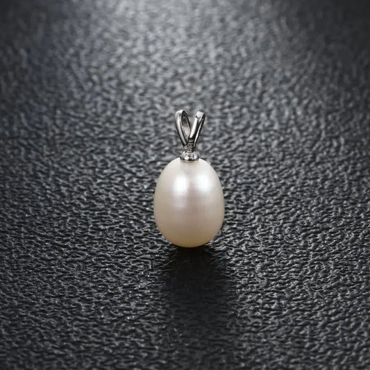 Selene Drop Pearl Pendant – 925 Sterling Silver with Freshwater Rice Pearl
