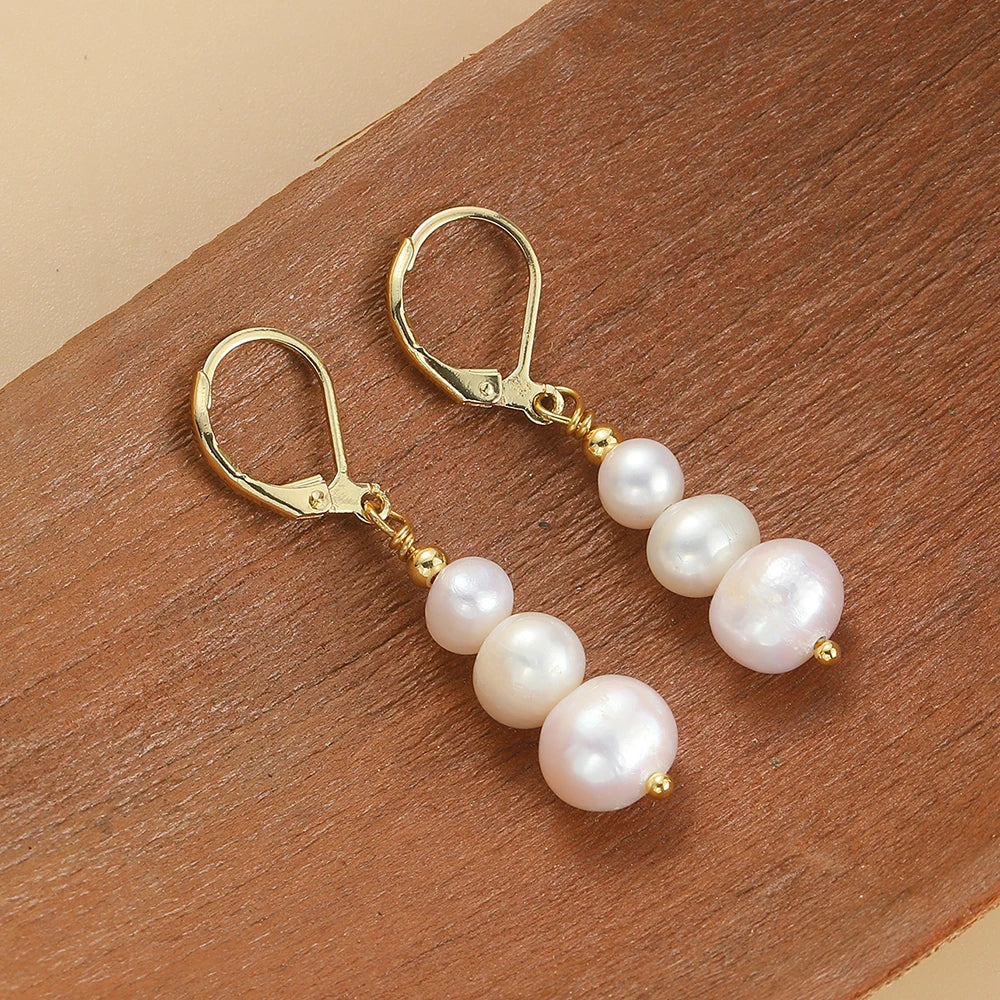 Evelina Vintage - Copper Freshwater Pearl Drop Earrings – Round Design