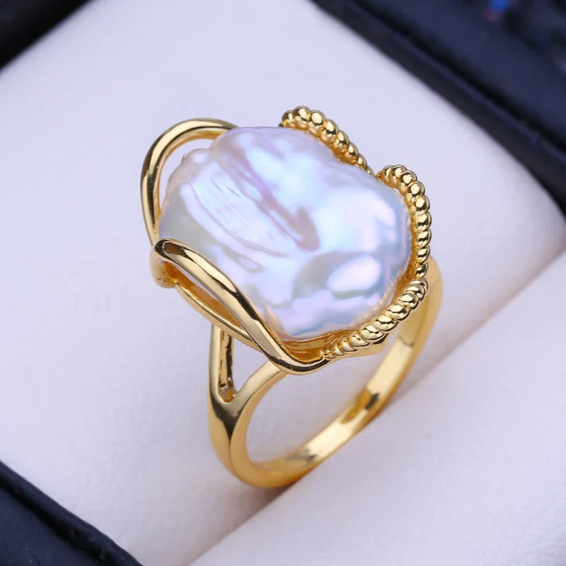 Isolde Baroque Pearl Ring – 12–16mm Natural Freshwater Pearl in 925 Sterling Silver