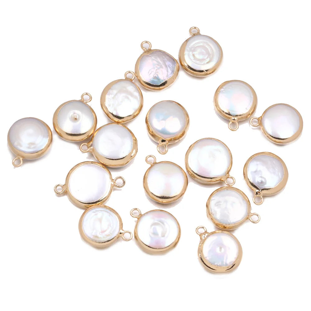 Round Freshwater Pearl Connector Pendant – 13x18mm DIY Jewellery Charm