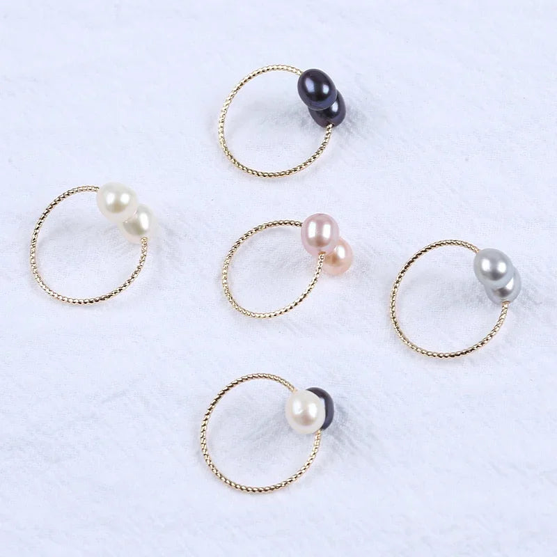 Aureline Gold-Plated Freshwater Pearl Ring – 18K Copper Band with 6–7mm Pearl