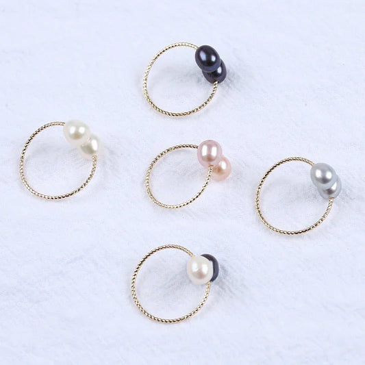 Aureline Gold-Plated Freshwater Pearl Ring – 18K Copper Band with 6–7mm Pearl