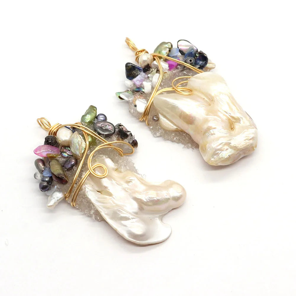 Exquisite Baroque Freshwater Pearl Pendant – Irregular 30–50mm DIY Jewellery Charm